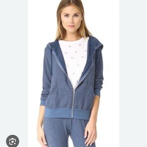 Wildfox Carta Zip-Up Hoodie in Galaxy Blue